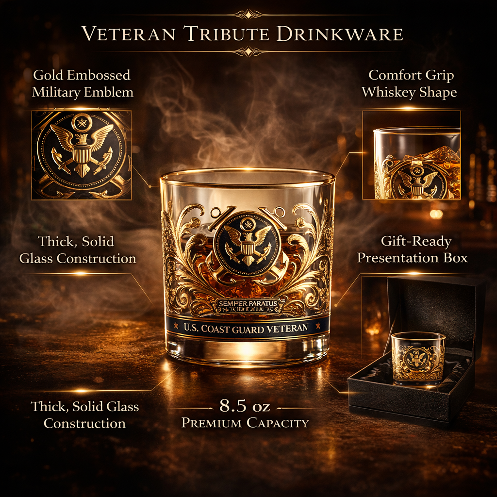 Copo de Whisky para Veteranos Militares com Gravação em Dourado
