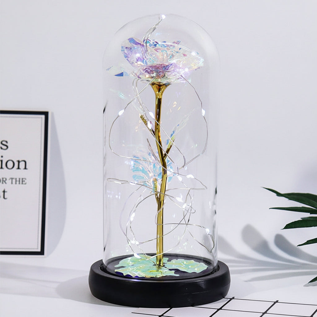 Presente de Dia das Mães: Rosa em Cúpula de Vidro para Decoração
