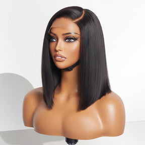 Hair Wig Glueless Bob Straight Yaki Lace Front Wig