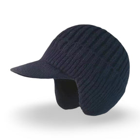 Gorro de tricô com aba e protetor de orelhas para inverno
