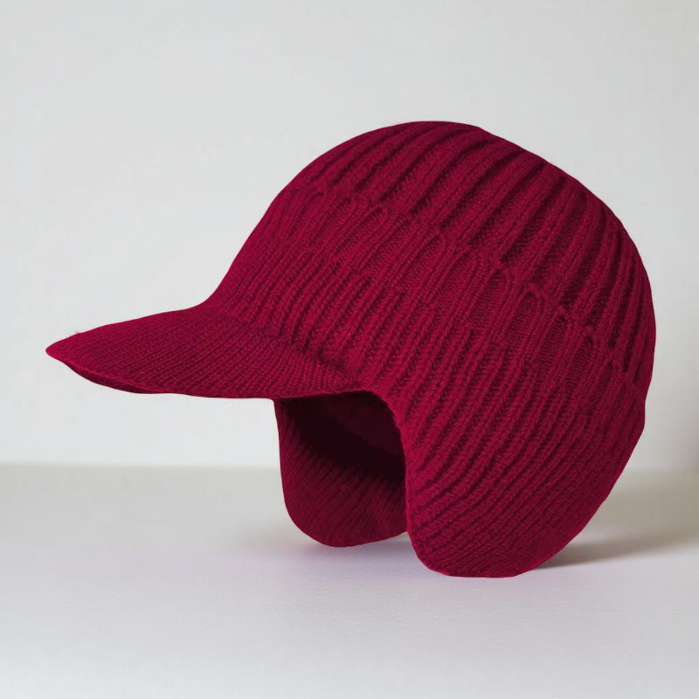 Gorro de tricô com aba e protetor de orelhas para inverno