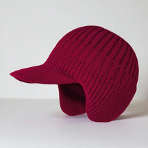Gorro de tricô com aba e protetor de orelhas para inverno
