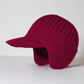 Gorro de tricô com aba e protetor de orelhas para inverno