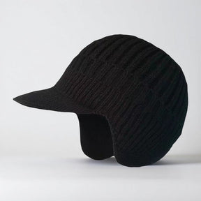 Gorro de tricô com aba e protetor de orelhas para inverno