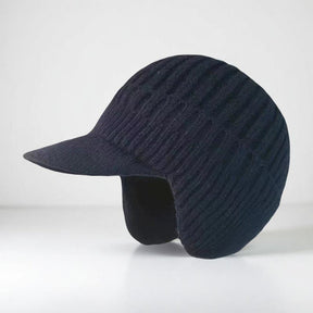 Gorro de tricô com aba e protetor de orelhas para inverno