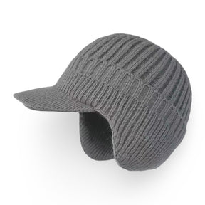 Gorro de tricô com aba e protetor de orelhas para inverno