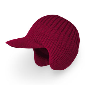 Gorro de tricô com aba e protetor de orelhas para inverno