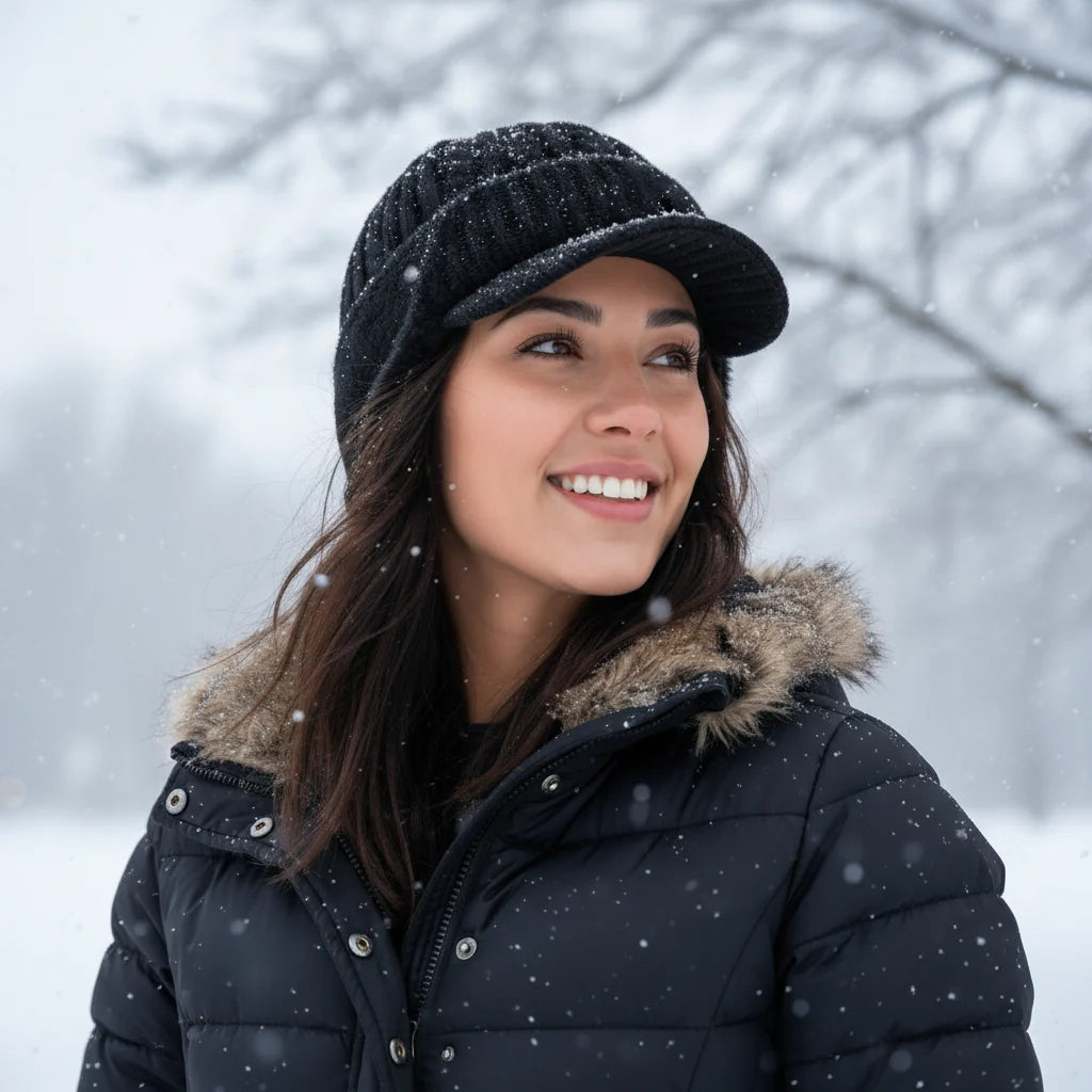 Gorro de Inverno com Protetor de Orelhas Tipo Trapper de Tricô para Frio e Atividades ao Ar Livre