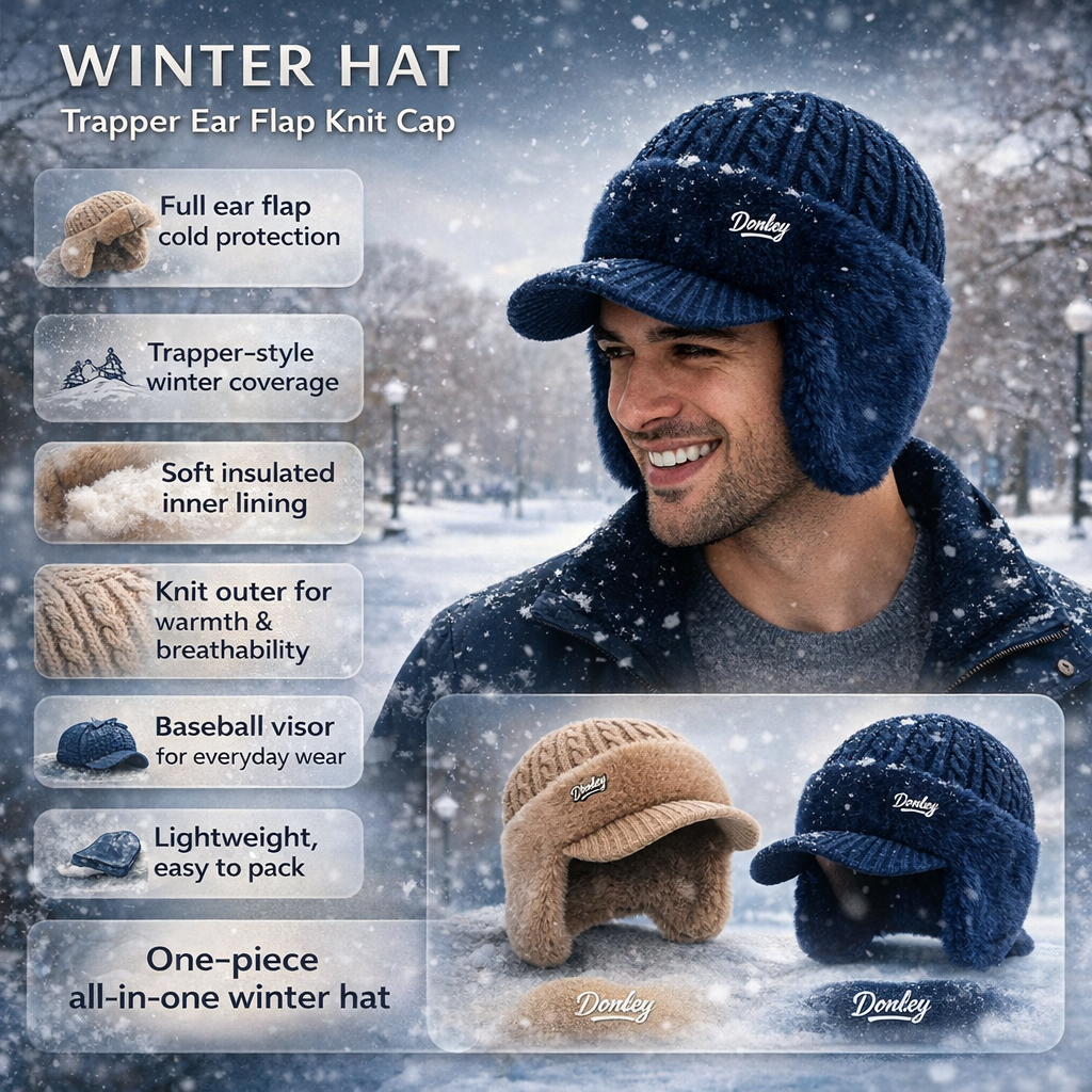 Gorro de Inverno com Aba e Protetores de Orelha