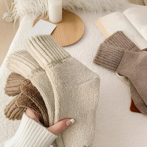 Winter Socks Knit Solid Color Fall Season Casual Set
