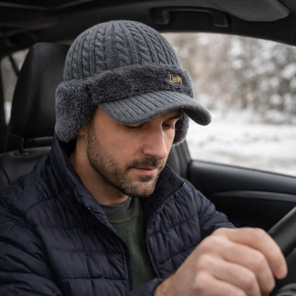 Gorro de Inverno com Aba e Protetores de Orelha