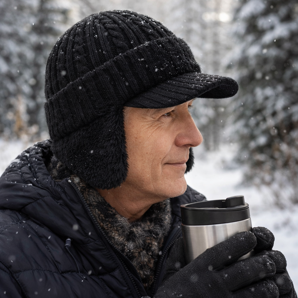 Gorro de Inverno com Aba e Protetores de Orelha