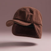 Gorro de Inverno com Protetor de Orelha em Tricô Canelado e Forro de Fleece Unissex