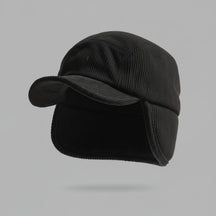 Gorro de Inverno com Protetor de Orelha em Tricô Canelado e Forro de Fleece Unissex