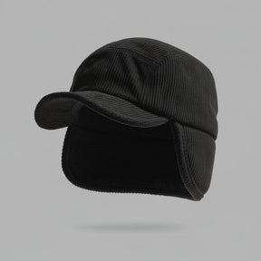 Gorro de Inverno com Protetor de Orelha em Tricô Canelado e Forro de Fleece Unissex