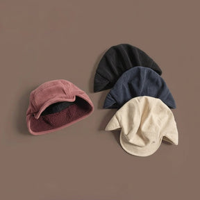 Gorro de Inverno com Protetor de Orelha em Tricô Canelado e Forro de Fleece Unissex