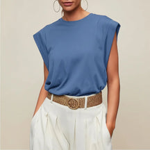 Regata Feminina Casual Sem Mangas Blusa de Verão de Ajuste Largo