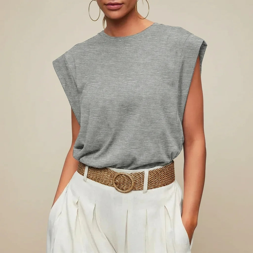 Regata Feminina Casual Sem Mangas Blusa de Verão de Ajuste Largo