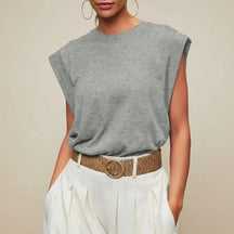 Regata Feminina Casual Sem Mangas Blusa de Verão de Ajuste Largo