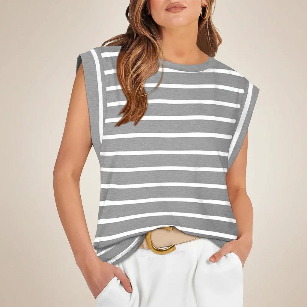 Regata Feminina Casual Sem Mangas Blusa de Verão de Ajuste Largo