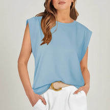 Regata Feminina Casual Sem Mangas Blusa de Verão de Ajuste Largo