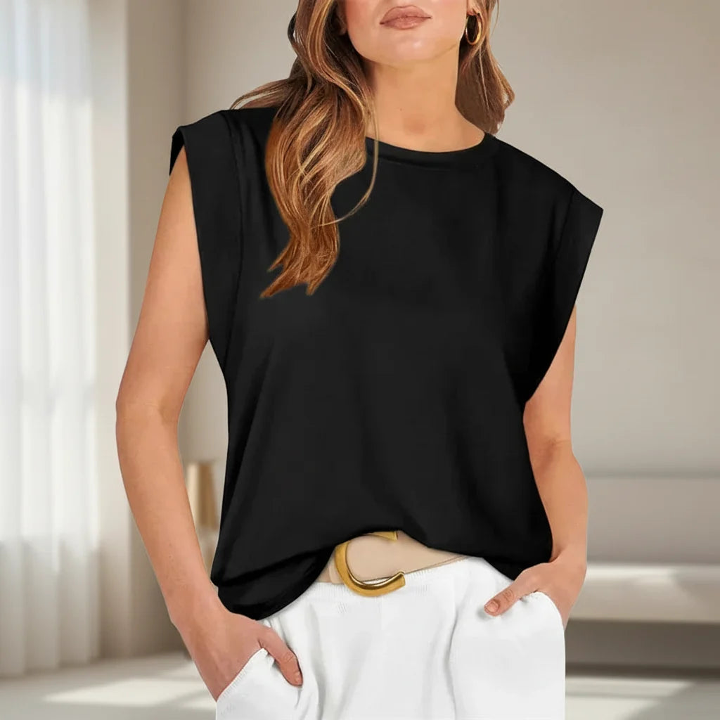 Regata Feminina Casual Sem Mangas Blusa de Verão de Ajuste Largo