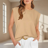 Regata Feminina Casual Sem Mangas Blusa de Verão de Ajuste Largo