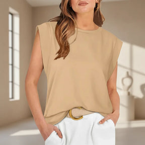 Regata Feminina Casual Sem Mangas Blusa de Verão de Ajuste Largo