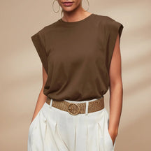 Regata Feminina Casual Sem Mangas Blusa de Verão de Ajuste Largo