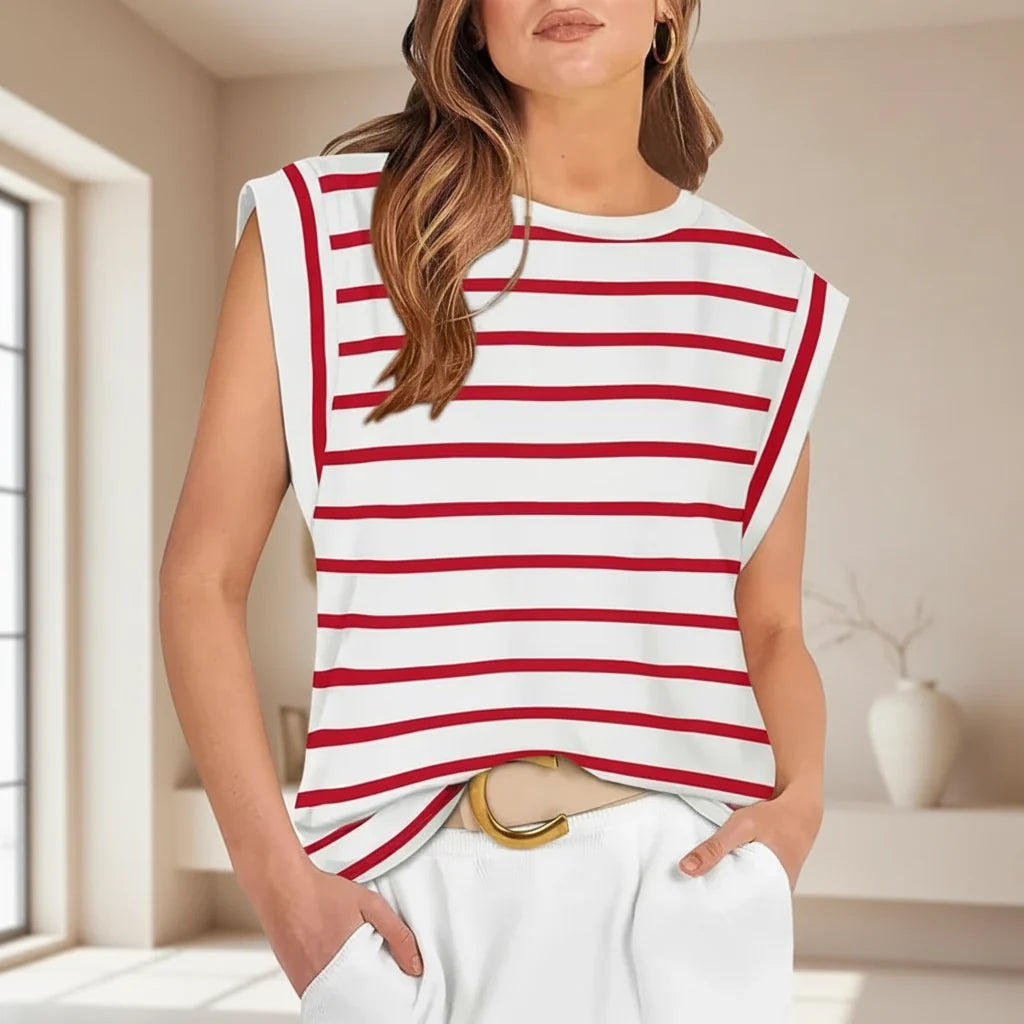 Regata Feminina Casual Sem Mangas Blusa de Verão de Ajuste Largo