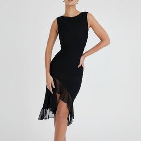 Vestidos Femininos Vestido de Festa Midi Franzido Ombro a Ombro