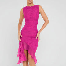 Vestidos Femininos Vestido de Festa Midi Franzido Ombro a Ombro