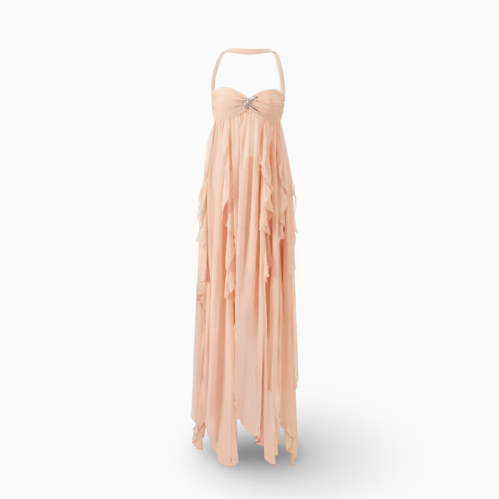 Vestido Longo Feminino Formal Plissado Tomara que Caia