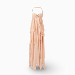 Vestido Longo Feminino Formal Plissado Tomara que Caia