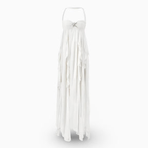 Vestido Longo Feminino Formal Plissado Tomara que Caia