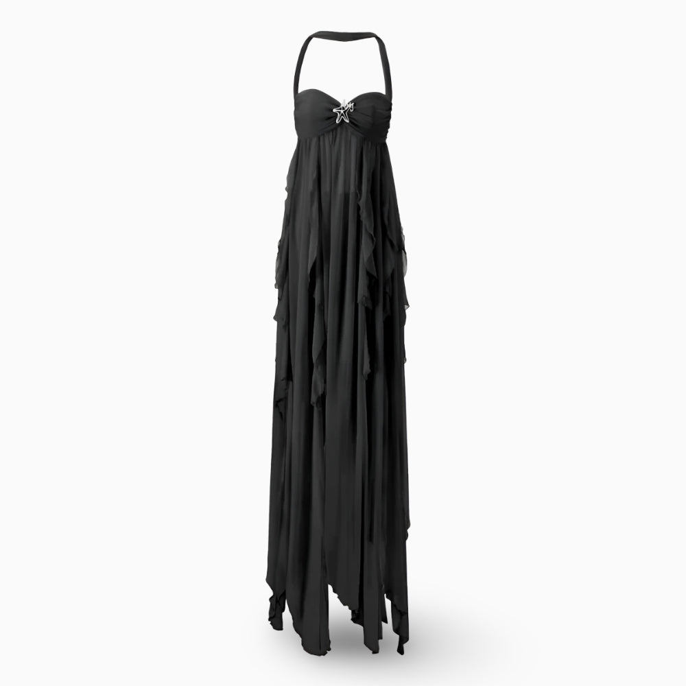 Vestido Longo Feminino Formal Plissado Tomara que Caia