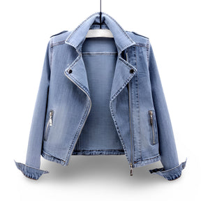 Jaqueta Moto Feminina Cropped Casual com Zíper