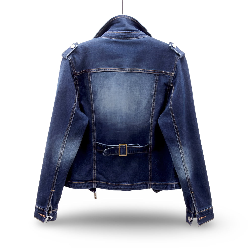 Jaqueta Moto Feminina Cropped Casual com Zíper