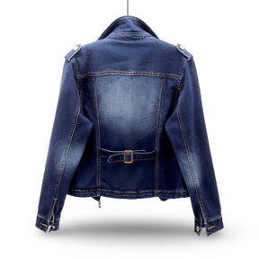 Jaqueta Moto Feminina Cropped Casual com Zíper