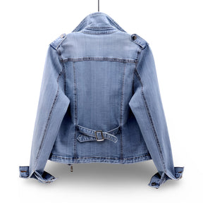 Jaqueta Moto Feminina Cropped Casual com Zíper