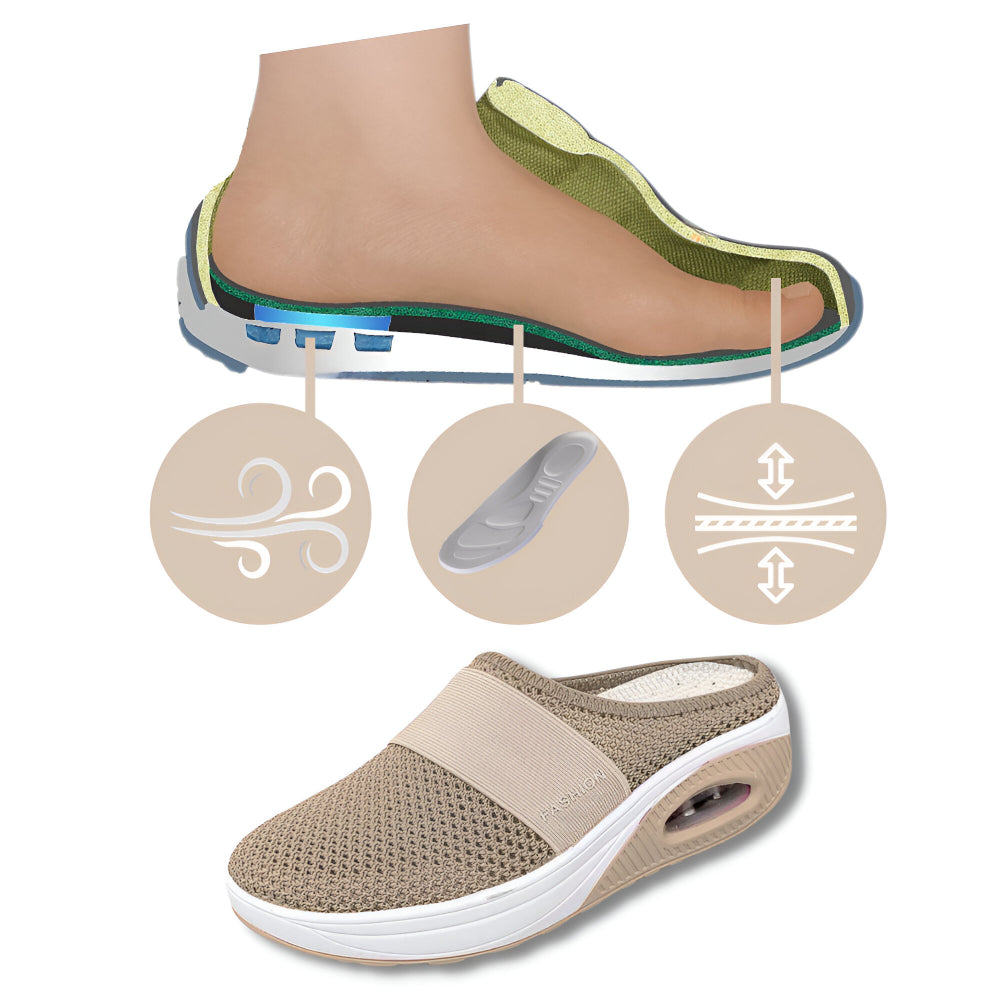 Tênis Feminino Slip-on de Caminhada com Solado Acolchoado em Mesh