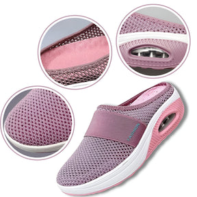 Tênis Feminino Slip-on de Caminhada com Solado Acolchoado em Mesh