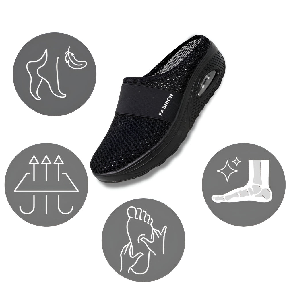 Tênis Feminino Slip-on de Caminhada com Solado Acolchoado em Mesh