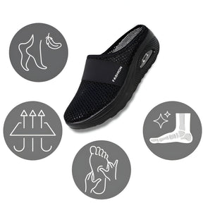 Tênis Feminino Slip-on de Caminhada com Solado Acolchoado em Mesh