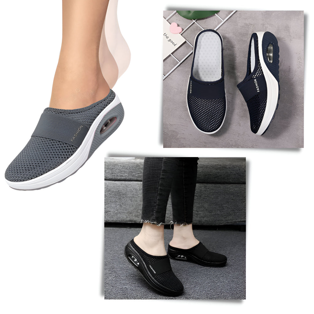 Tênis Feminino Slip-on de Caminhada com Solado Acolchoado em Mesh