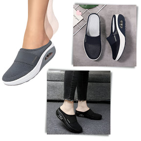 Tênis Feminino Slip-on de Caminhada com Solado Acolchoado em Mesh