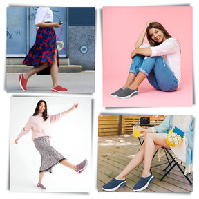 Tênis Feminino Slip-on de Caminhada com Solado Acolchoado em Mesh