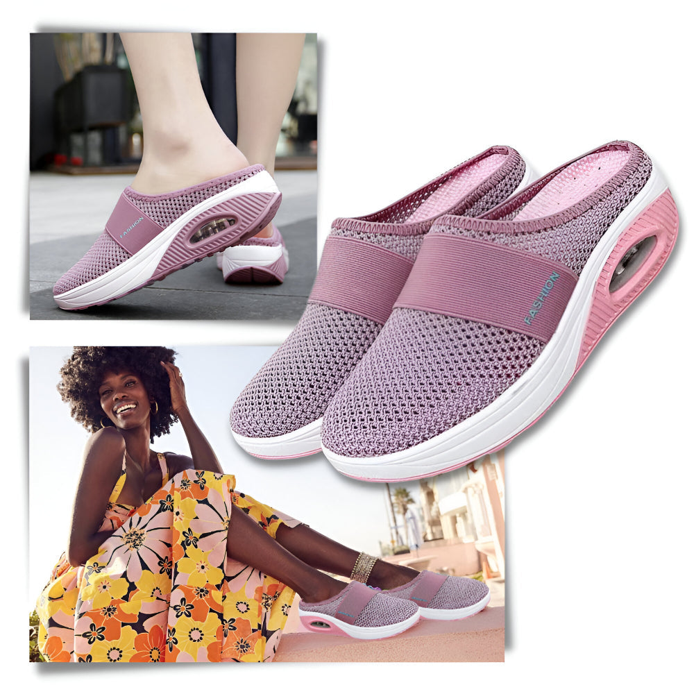 Tênis Feminino Slip-on de Caminhada com Solado Acolchoado em Mesh