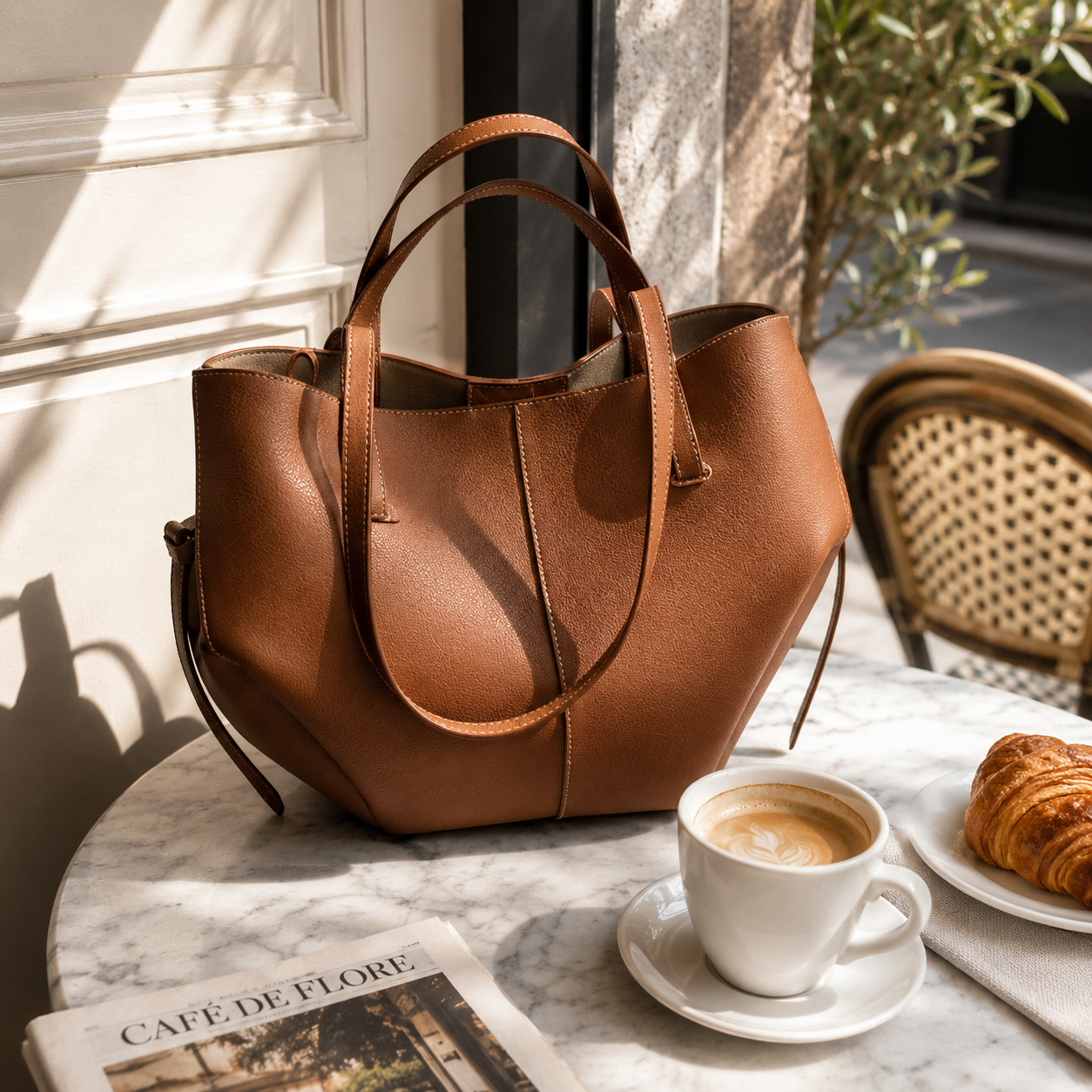 Bolsa Tote Feminina Vintage de Ombro Bolsa de Mão para o Dia a Dia