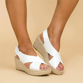 Sandálias Anabela Femininas Espadrilles com Tira no Tornozelo